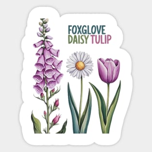 Foxglove-Daisy-Tulip Sticker